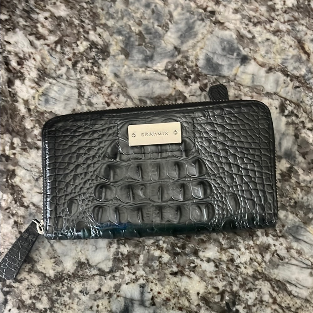 Brahmin Black Crocodile Embossed Wallet